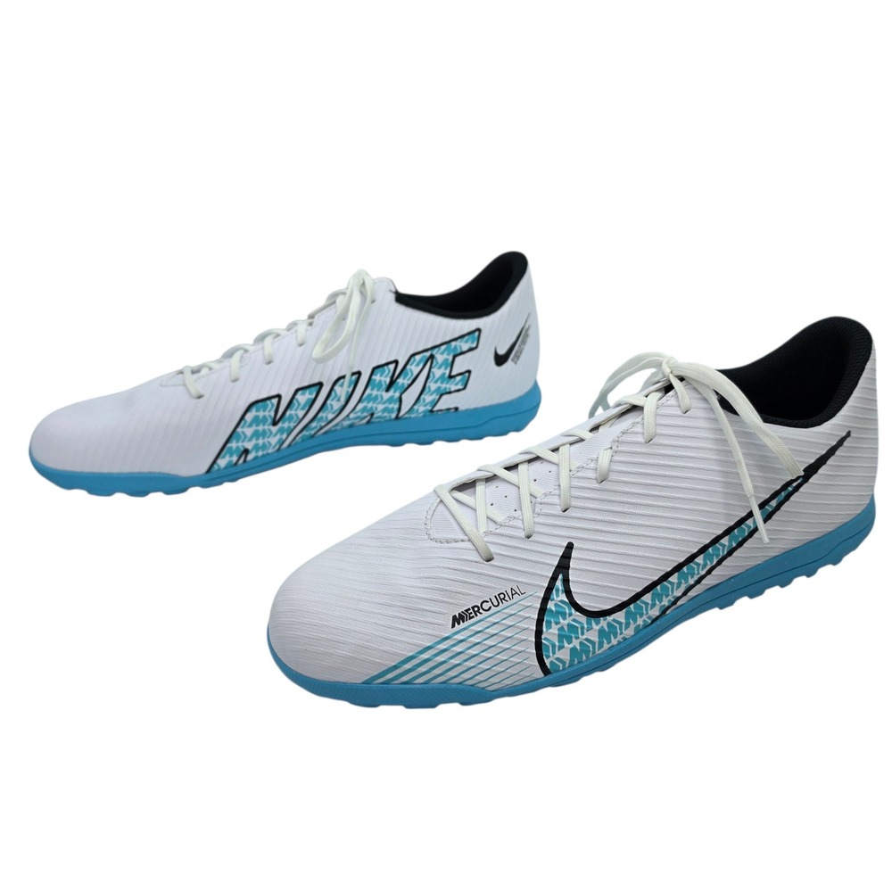 Nike Mercurial Vapor 15 Club TF Turf Soccer Shoes White Blue DJ5968-146 Men's 13